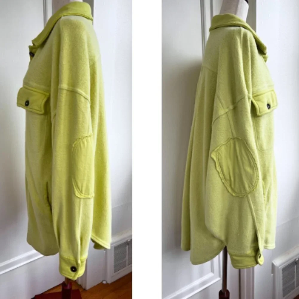 FREE PEOPLE Light Lime Green Ruby Shirt Jacket Shacket Size M - Picture 4 of 14